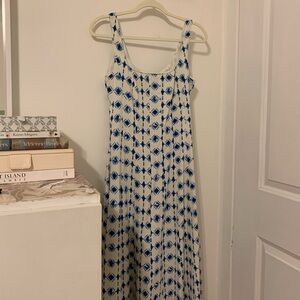 Christian Lacroix Blue and White Patterned Midi Dress
